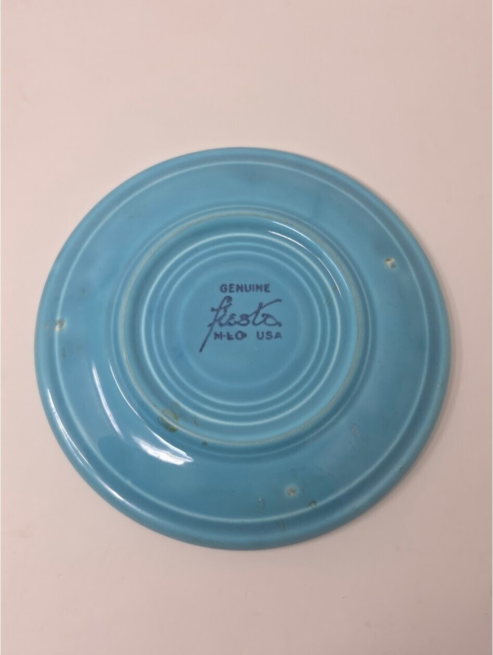 Vintage 1936 Genuine Fiesta HLC USA Blue Saucer Plate 6 Inch Concentric Rings